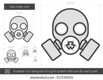 Gas mask vector line icon isolated on white background. Gas mask line icon for infographic, website or app. Scalable icon designed on a grid system.