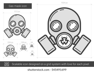 Gas mask vector line icon isolated on white background. Gas mask line icon for infographic, website or app. Scalable icon designed on a grid system.