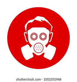 Gas mask vector, red round vector sign