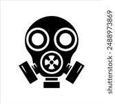 Gas mask vector silhouette on white background. Gas mask icon sign vector illustration design.