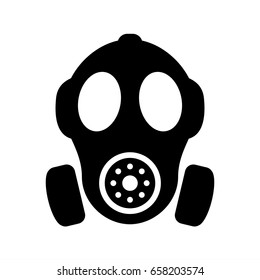 Gas mask vector silhouette sign illustration isolated on white background