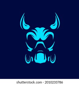 Gas mask for virus line potrait logo colorful design with dark background. Isolated navy background for t-shirt, poster, clothing, merch, apparel, badge design