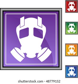 Gas Mask web button isolated on a background.