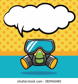 Gas masks doodle, speech bubble