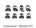 Gas Masks Silhouette Vector Collection Set