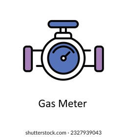 Gaszähler mit ausgefülltem Outline-Icon Design-Illustration. Symbol für intelligente Industrien auf weißem Hintergrund EPS10-Datei