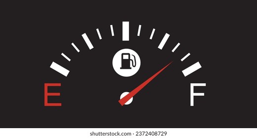 Gálibos de combustible del medidor de gas. Icono vectorial del gálibo del depósito completo. Marcador de gasolina del salpicadero del coche