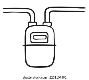 Gas meter. Hand drawn vector illustration