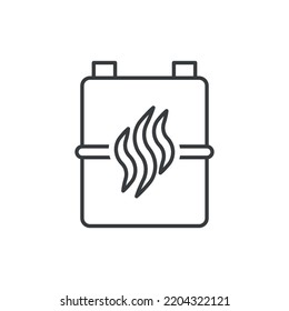 Gas meter icon. A simple line drawing of a gas flow meter. Vector over white background.