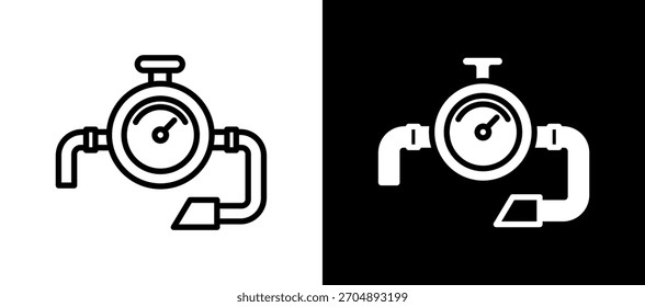 Gas Meter Icon whiteblack Vector Illustration