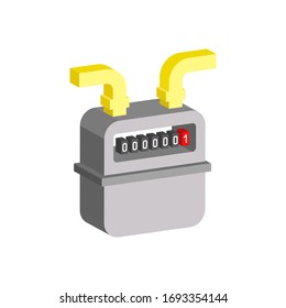 Gas Meter  Icon.3d Vector Illustration And Isometric View.	