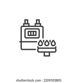 Gas meter line icon. linear style sign for mobile concept and web design. Gas counter outline vector icon. Symbol, logo illustration. Vector graphics