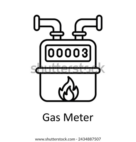 Gas Meter vector outline icon design illustration. Manufacturing units symbol on White background EPS 10 File