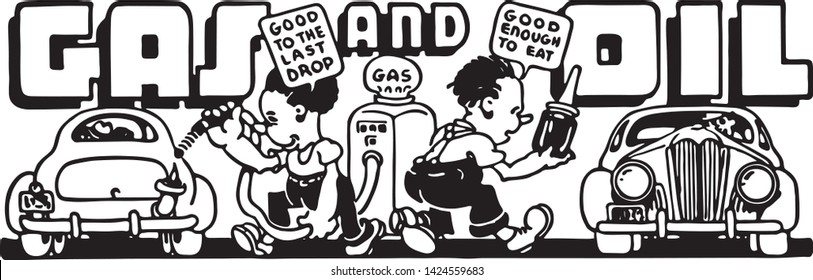 Gas And Oil 5 - Retro Ad Art Banner