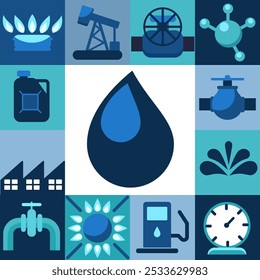 Gas and oil abstract modern vector background. Oil and gas industry geometric pattern. Vector minimalist design of oil factory, fuel or petroleum plant, pipeline and gasoline