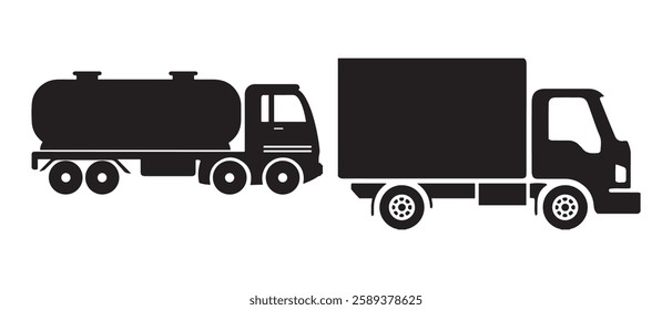 Gas, oil and fuel transportation, tanker trailer truck icon vector illustration