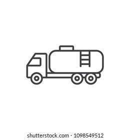 Gas, oil, fuel transportation truck line icon.