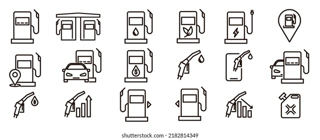 Gas and oil icon set. Fuel icon set