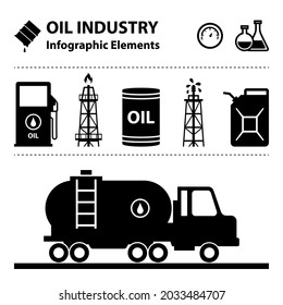 Gas and Oil industry icon set. Oil Petroleum Processing Icons Set Fuel Technology Industry Elements Concept Flat Design Style. illustration of Gasoline Extraction