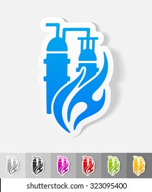 gas and oil plant paper sticker with shadow. Vector illustration