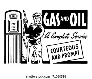 Gas And Oil - Retro Ad Art Banner