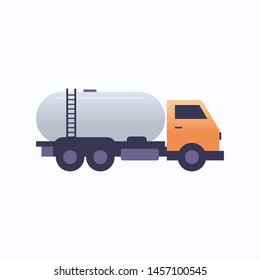 gas or oil tanker truck icon land transport logistic industrial transportation concept flat white background