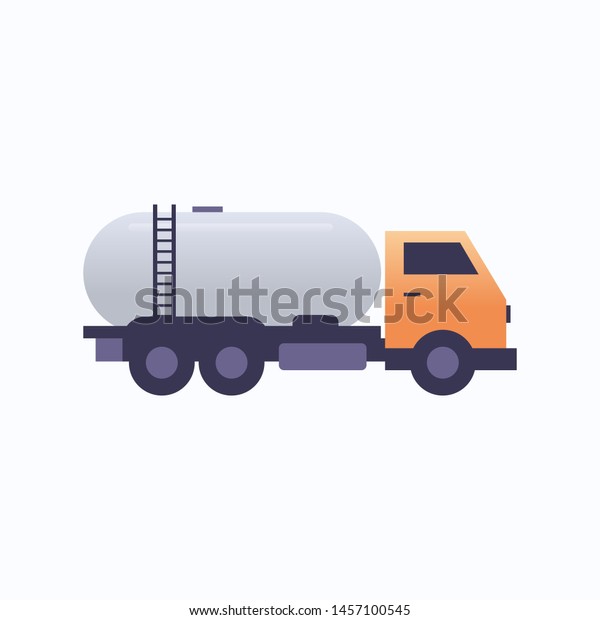 gas or oil\
tanker truck icon land transport logistic industrial transportation\
concept flat white\
background