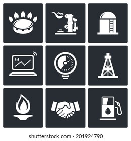 Gas Oil Trade Vector Icon Set