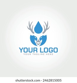 Gas and oil vector logo with deer head and droplet.
