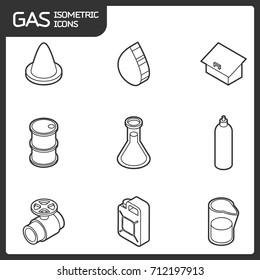 Gas outline isometric icons