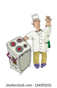 gas oven and cooker - cartoon