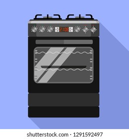 Gas oven icon. Flat illustration of gas oven vector icon for web design