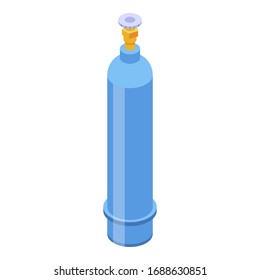 Gas oxygen cylinder icon. Isometric of gas oxygen cylinder vector icon for web design isolated on white background