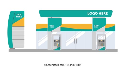 Caricatura de la gasolinera: ilustración plana de los vectores, petróleo de la industria petrolera 