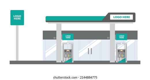 Caricatura de la gasolinera: ilustración plana de los vectores, petróleo de la industria petrolera 