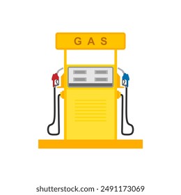 Gasolinera o estación de servicio. Bomba de gasolinera con boquilla de gasolina de Ilustración vectorial plana de diseño. Gasolina, aceite, combustible, bomba diesel.