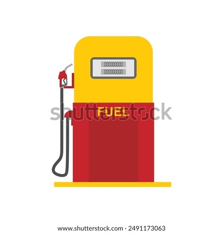 Gas or petrol station. Gas station pump with fuel nozzle of petrol pump flat design vector illustration. Gasoline, oil, fuel, diesel pump.