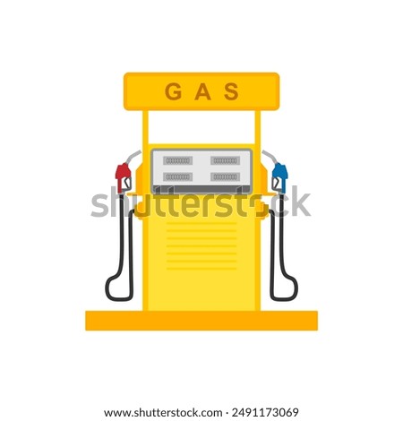 Gas or petrol station. Gas station pump with fuel nozzle of petrol pump flat design vector illustration. Gasoline, oil, fuel, diesel pump.