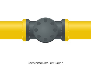 Gas pipe with  flange. Vector illustration isolated on white background