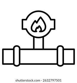 Gasrohr-Symbol Schwarz-Weiß-Umrissvektor