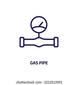 Gas Pipe Icon From Construction Tools Collection. Thin Linear Gas Pipe, Pipe, Gas Outline Icon Isolated On White Background. Line Vector Gas Pipe Sign, Symbol For Web And Mobile