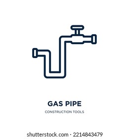 Gas Pipe Icon From Construction Tools Collection. Thin Linear Gas Pipe, Pipe, Gas Outline Icon Isolated On White Background. Line Vector Gas Pipe Sign, Symbol For Web And Mobile