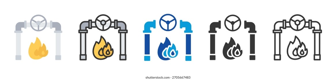 gas pipe icon set multi style various collection