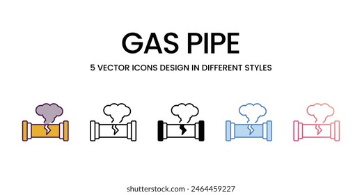 Iconos de tubería de gas de diferente estilo Vector ilustración de stock