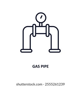 gas pipe outline icon.  Thin line icon from construction tools collection. Editable vector isolated on white background