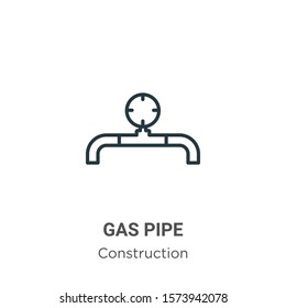 Gas pipe outline vector icon. Thin line black gas pipe icon, flat vector simple element illustration from editable construction concept isolated on white background