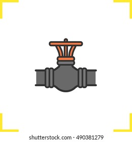 Gas pipe valve color icon. Isolated vector illustration