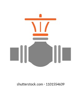 Gas Pipe Valve Glyph Color Icon. Industrial Pipeline. Silhouette Symbol On White Background With No Outline. Negative Space. Vector Illustration