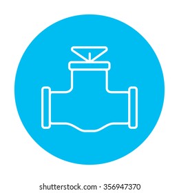 Icono de tubería de válvula de tubo de gas para web, móviles e infografías. Icono de blanco vector en el círculo azul claro aislado en fondo blanco.