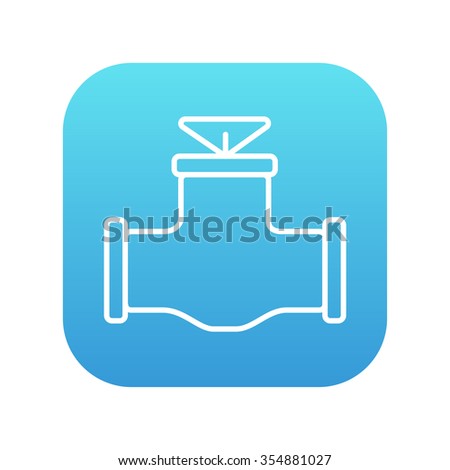Gas pipe valve line icon for web, mobile and infographics. Vector white icon on the blue gradient square with rounded corners isolated on white background.